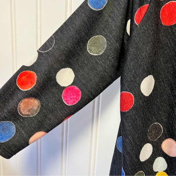 Trisha Tyler one X polkadot cardigan black colorful print asymmetrical knit - Picture 4 of 6